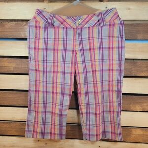 Colorful Plaid Capri Pants